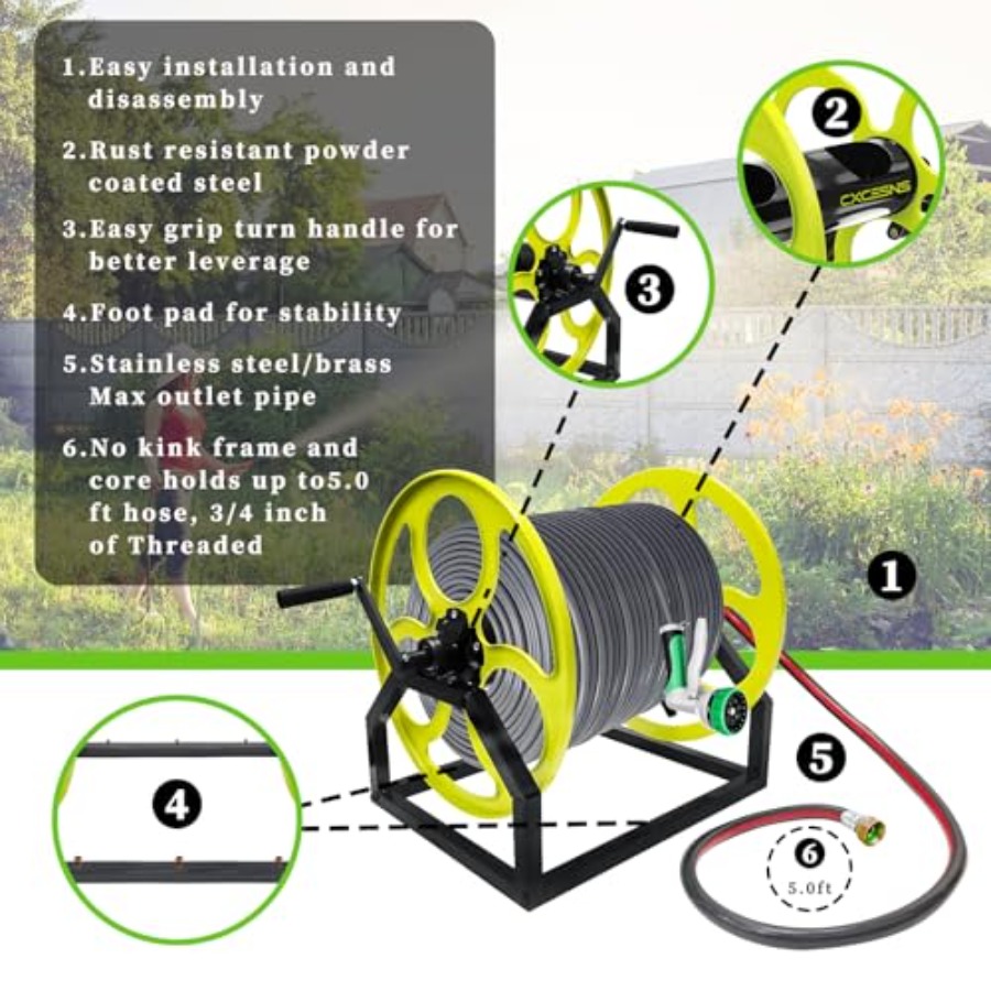 Heavy Duty Garden Hose Reel wi - đánh giá và giá Reel Handle