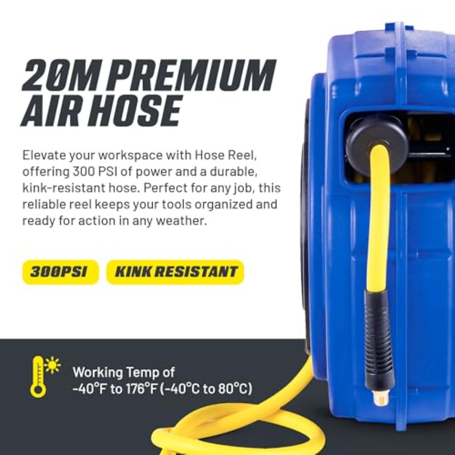 Retractable Air Hose Reel 3/8  - đánh giá và giá Reel Handle