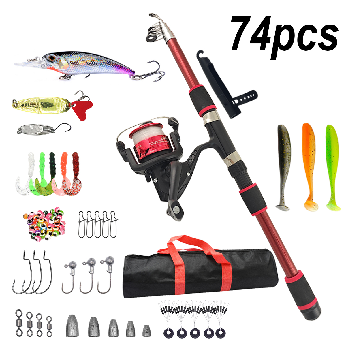 Fishing Pole Set Full Kits Wit - đánh giá và giá Spincast Reel