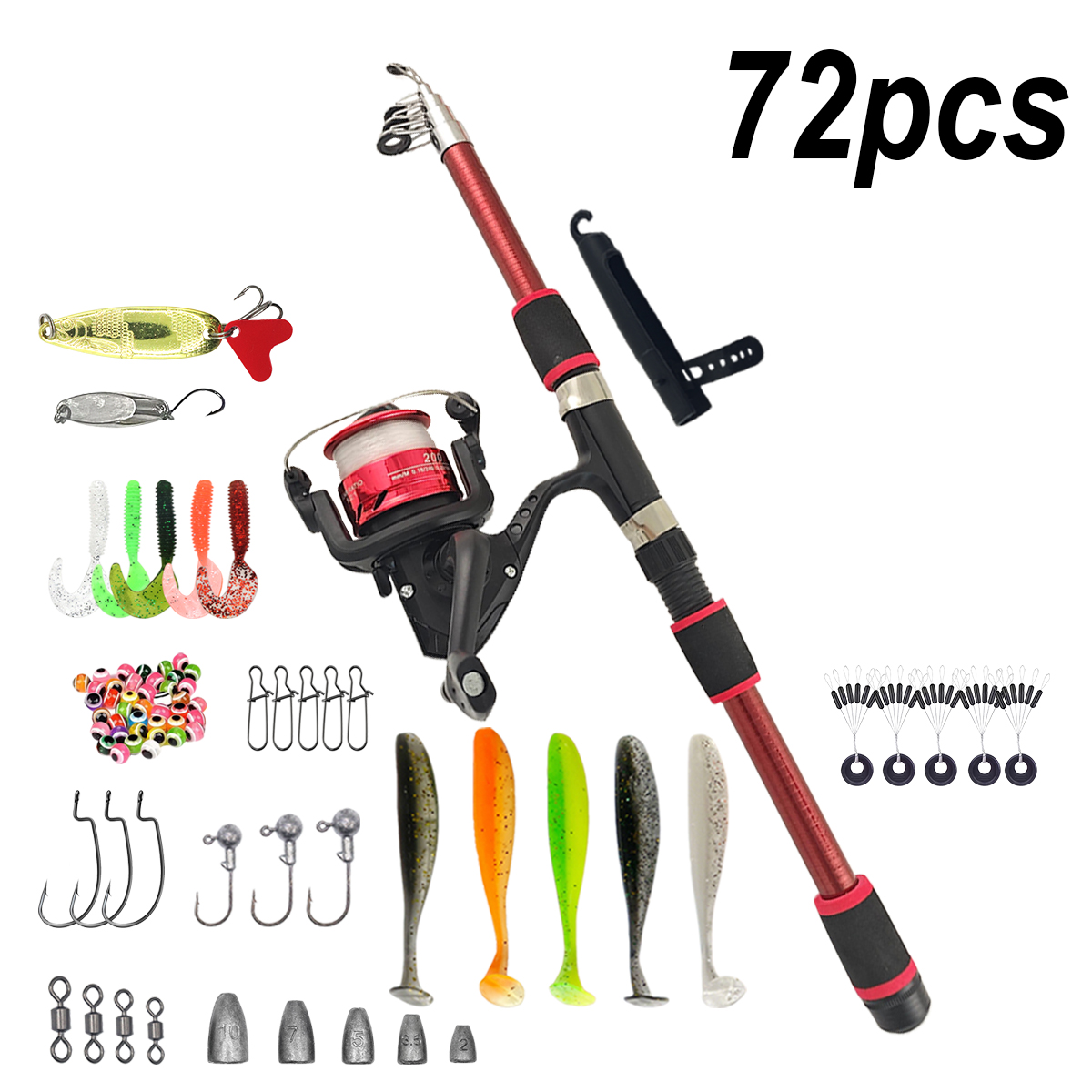 Fishing Pole Set Full Kits Wit - đánh giá và giá Spincast Reel