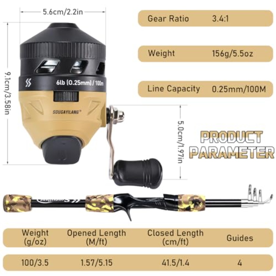 Fishing Rod and Reel Combo, Li - đánh giá và giá Spincast Reel